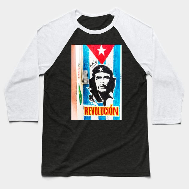 Che Guevara Revolution Baseball T-Shirt by tommysphotos